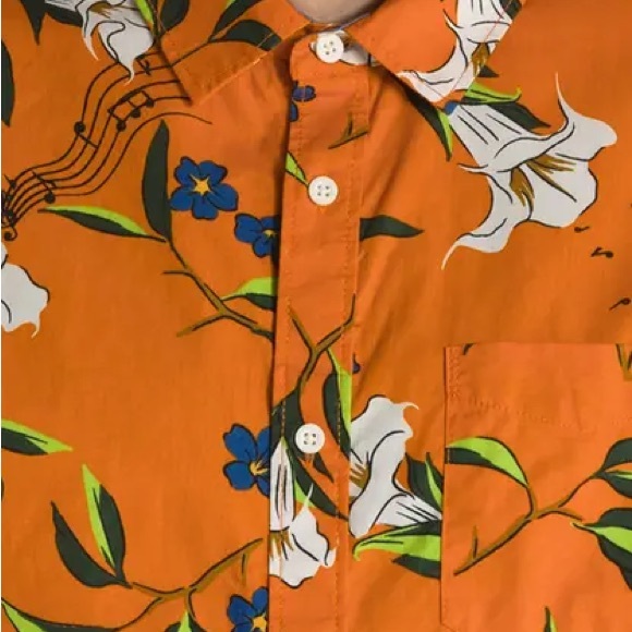 Vans Thompson Woven SS Floral Harvest Orange Shirt Size Large - Picture 6 of 11